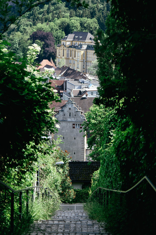 Ausblick vom Montforthaus Dach Richtung Schattenburg in Feldkirch